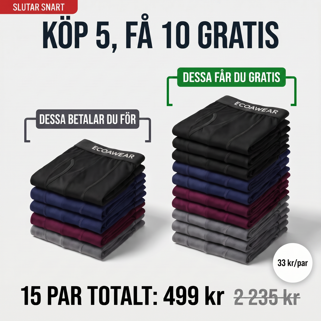 EcoaWear® Bambuboxers 5-Pack | Få 10 extra GRATIS